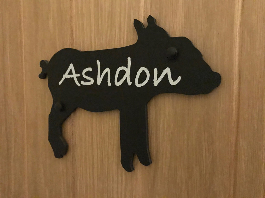 Ashdon bedroom sign at Piglets Boutique B&B