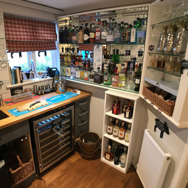 Licensed honour bar | Fully stocked honour bar | Gin library at boutique B&B