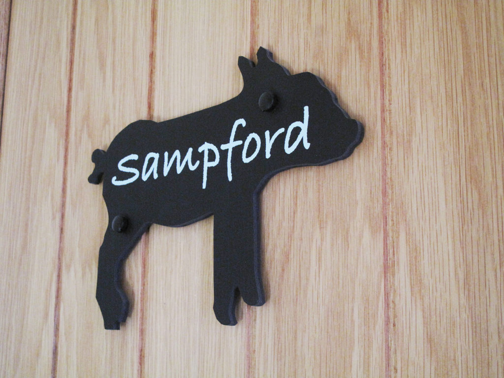 Sampford bedroom sign at Piglets Boutique B&B