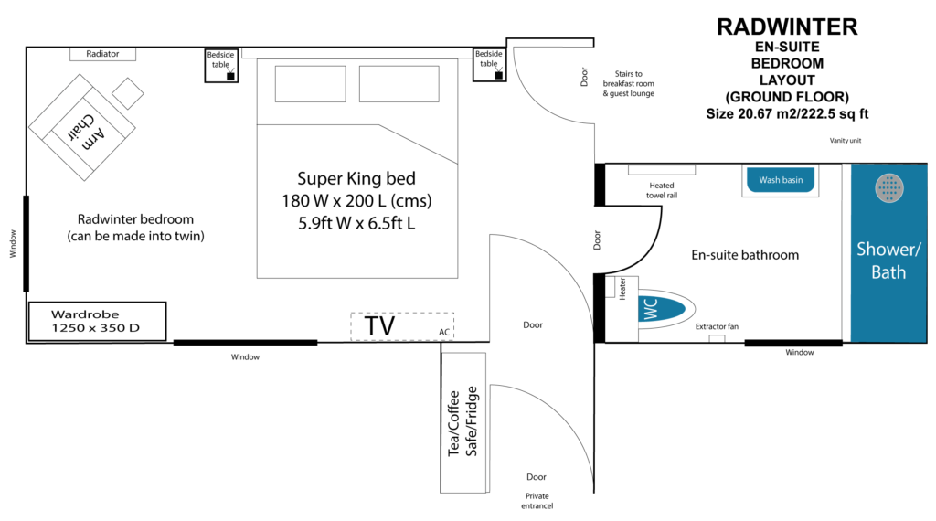 Radwinter bedroom layout at Piglets Boutiqe B&B