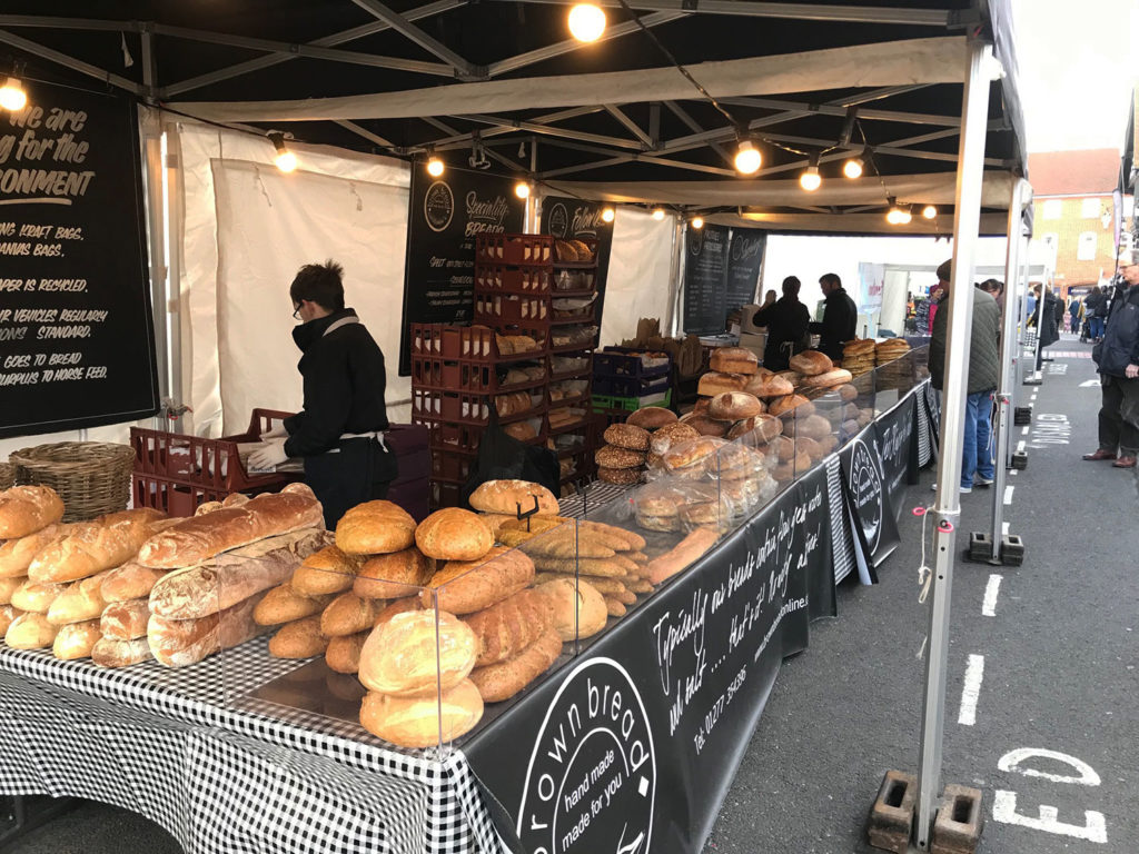 Brown Bread stall at The Market at Saffron Walden where Piglets buys its local bread