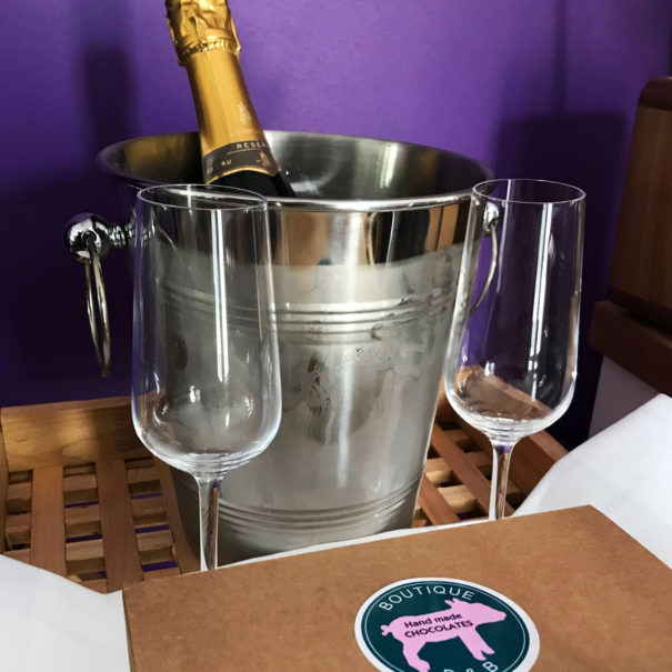 In room treats | Champagne in room | Chocolates in room | Birthday treat | Weekend away treat | Luxury B&B | London just one hour | Piglets Boutique B&B |
