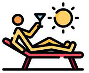 Lounging in the sun with a drink icon