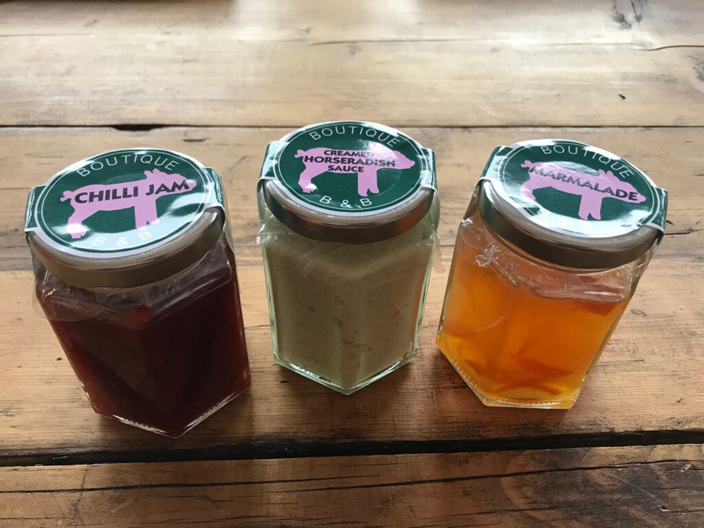 Home made jams, horseradish & marmalade at boutique B&B