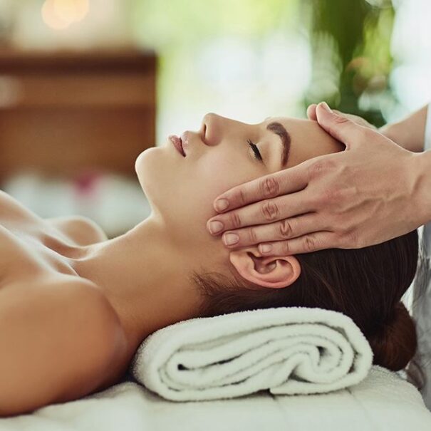 Indian head massage being performed at Piglets' spa