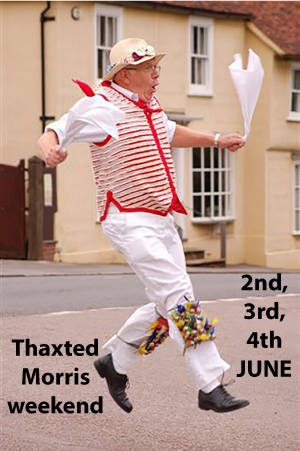 Thaxted Morris dancer preforming just down the road from Piglets Boutique Country Stay