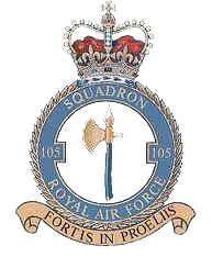 RAF 105 Squadron badge for the Pathfinders at Bourne, Cambridgeshire