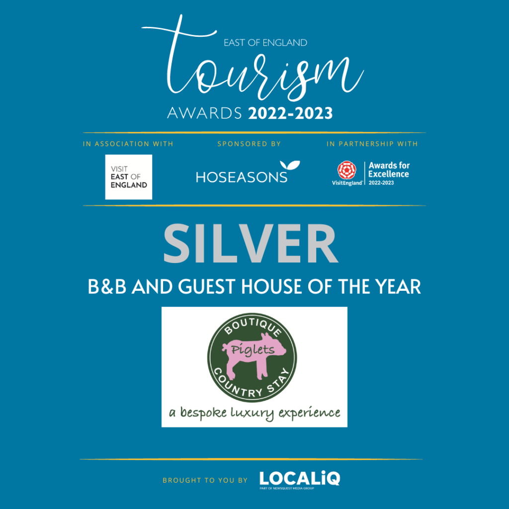 SIlver award from English Tourism for Piglets Boutique Country Stay