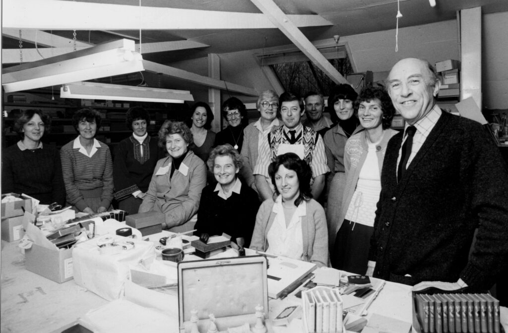 Geoffrey Parker and his staff in the craft workshops which is now Piglets breakfast room