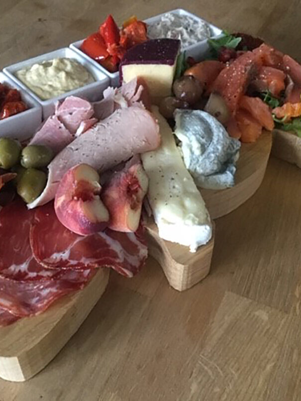 Mixed platter on summer evening menu at Piglets Boutique Country Stay