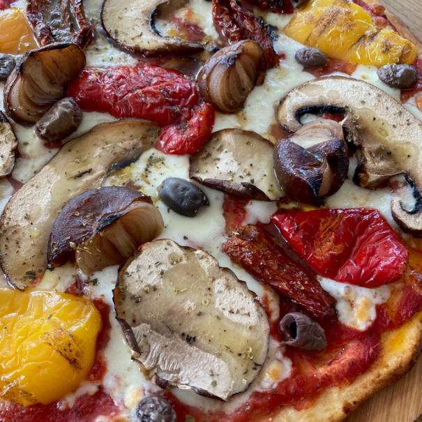 Vegetarian Roma style pizza served at Piglets Boutique Country Stay
