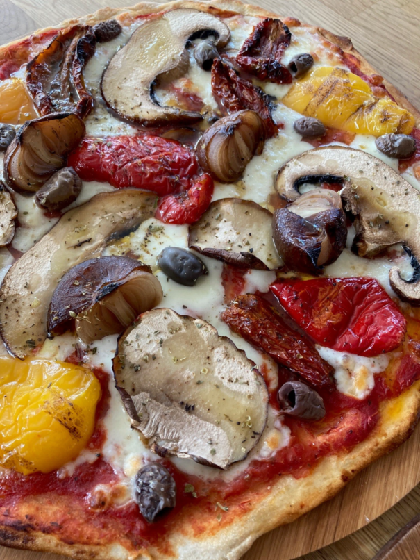 Vegetarian Roma style pizza served at Piglets Boutique Country Stay